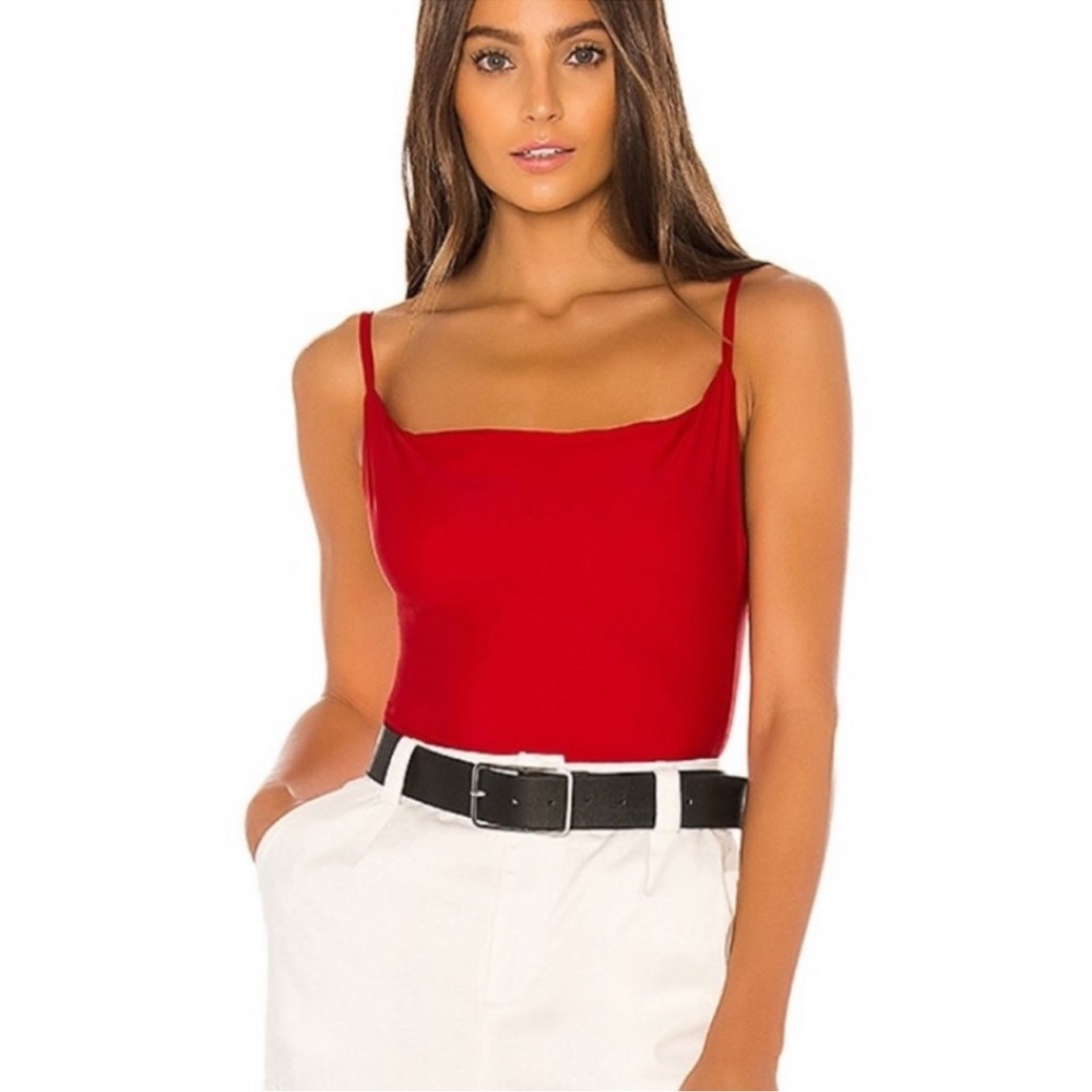NWT Revolve Superdown Red Silky Bodysuit size small